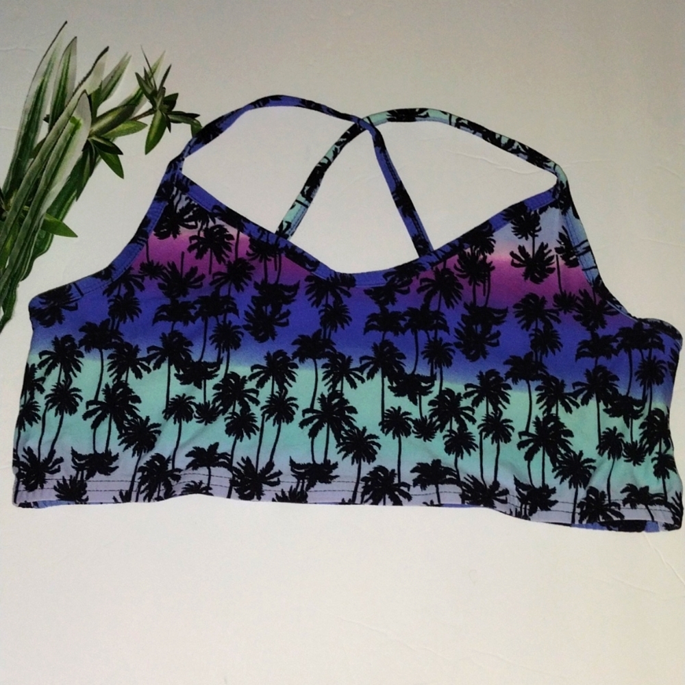 Tropical Palms No Boundaries Bralette/ Crop Top New Women's Size XL